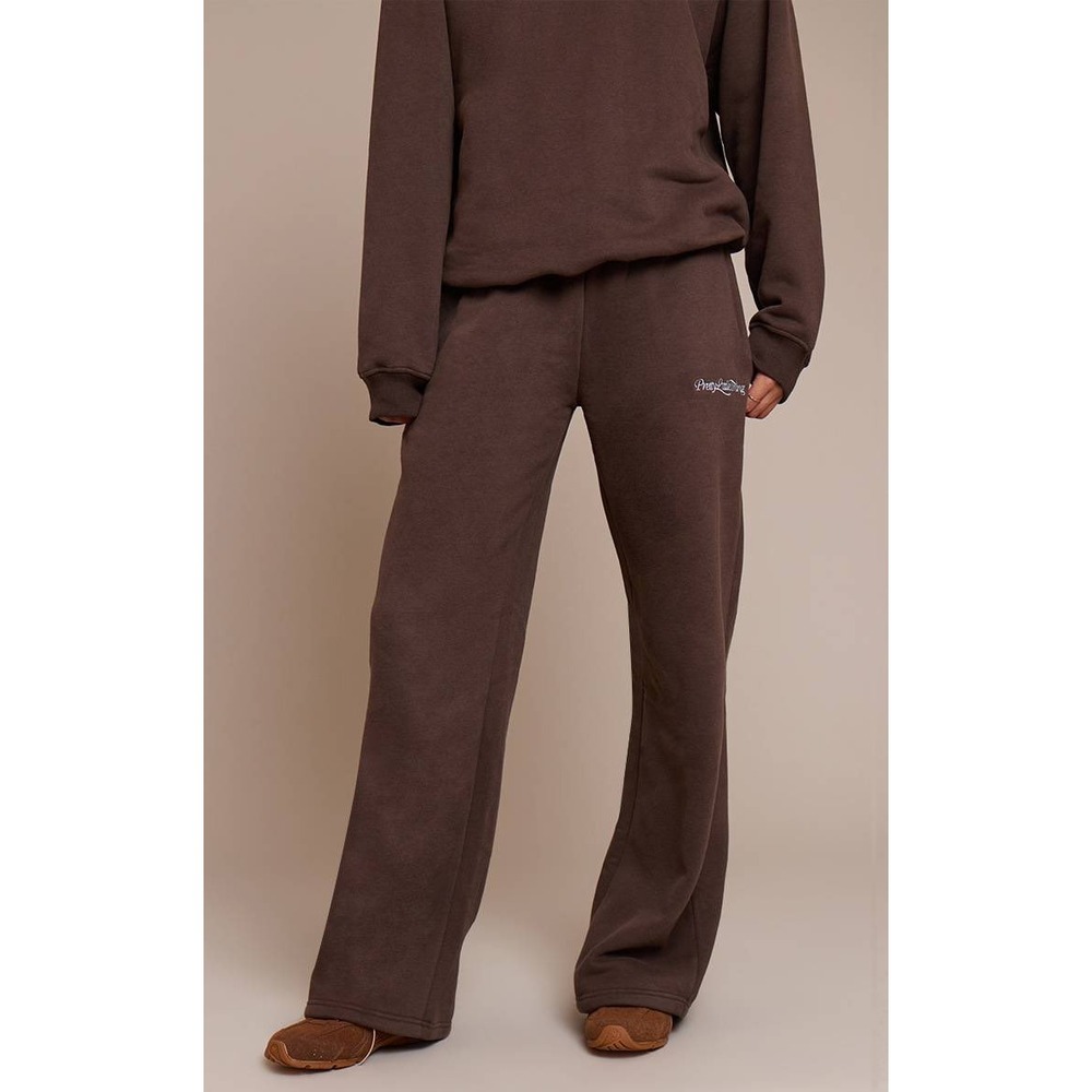 PrettyLittleThing Chocolate Brown Wide Leg Joggers Sweatpants NWT Brown